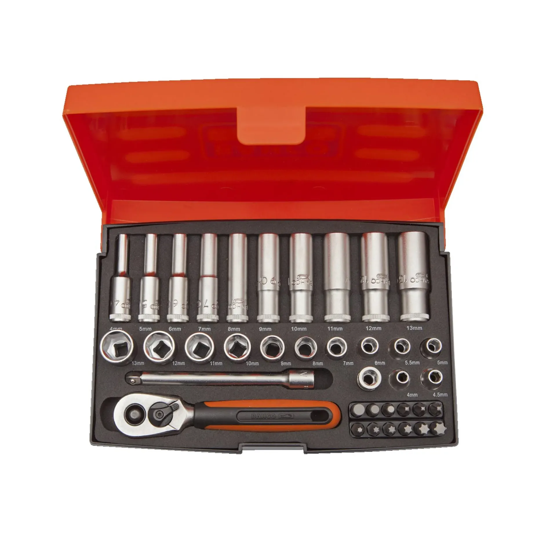 BAHCO TOPNØGLESÆT 1/4" 37 DELE