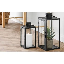 BOLIGINTERIØR METAL LANTERNESÆT H25/H35 CM SORT