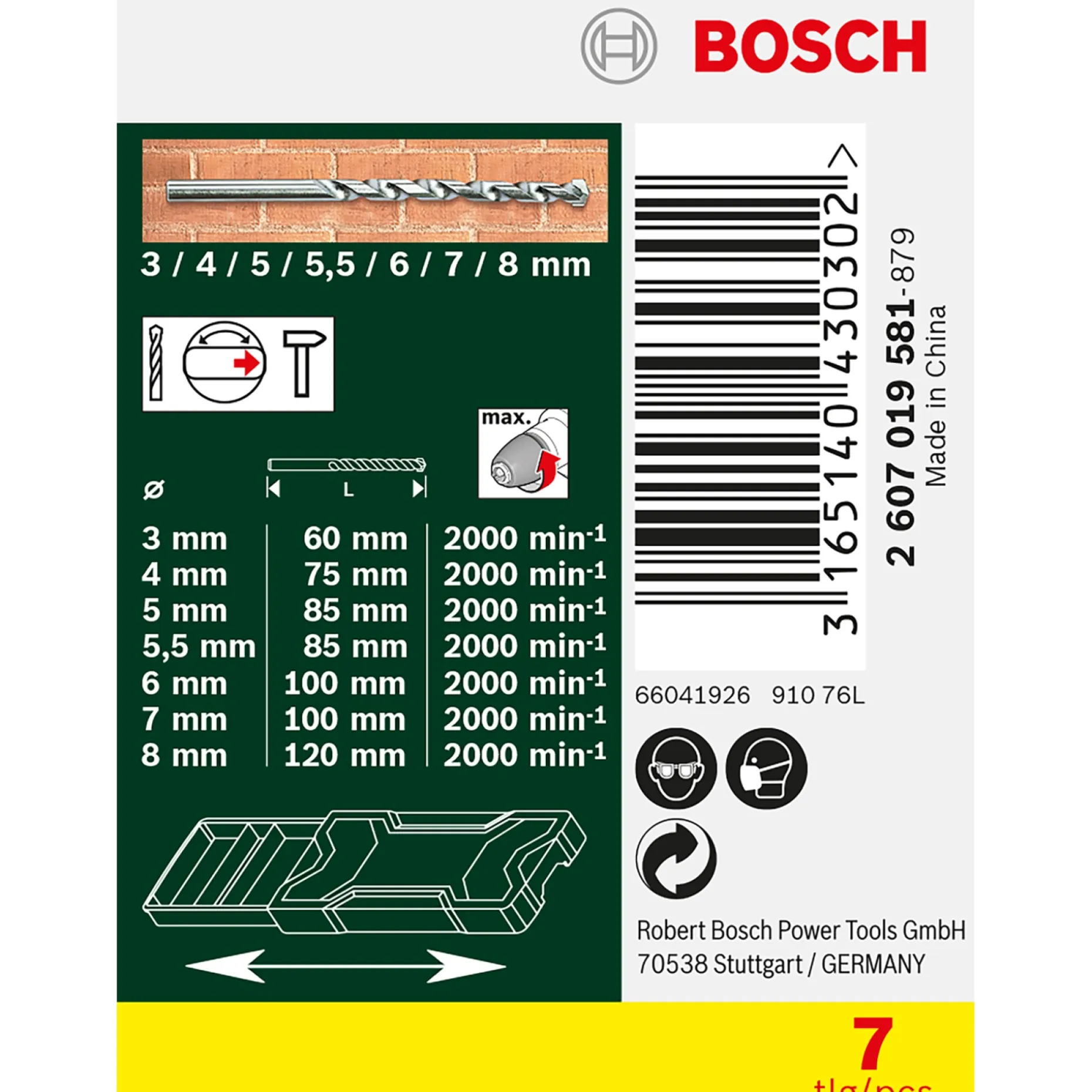 BOSCH 2607019581 MURBORSÆT 7 DELE