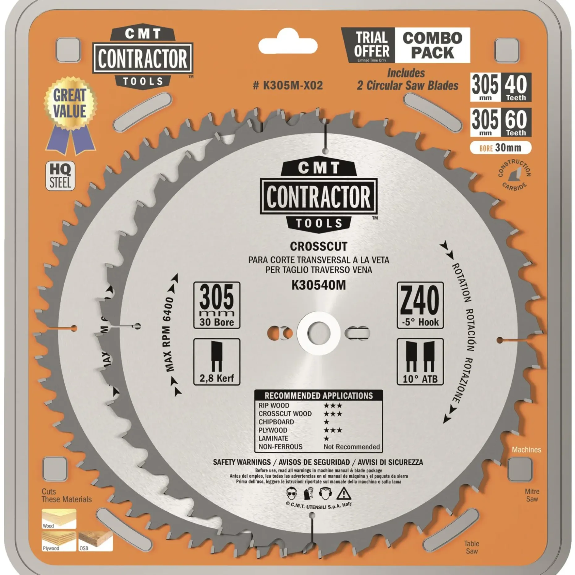 CMT Z40-60 W C RUNDSAVKLINGESÆT 305X30 MM