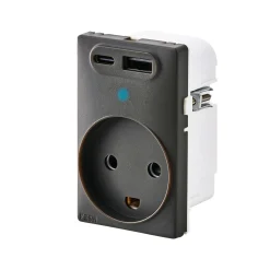 FESH SWITCH CURVELINE 2 X USB STIKKONTAKT KOKSGRÅ 1,5 MODUL M/JORD