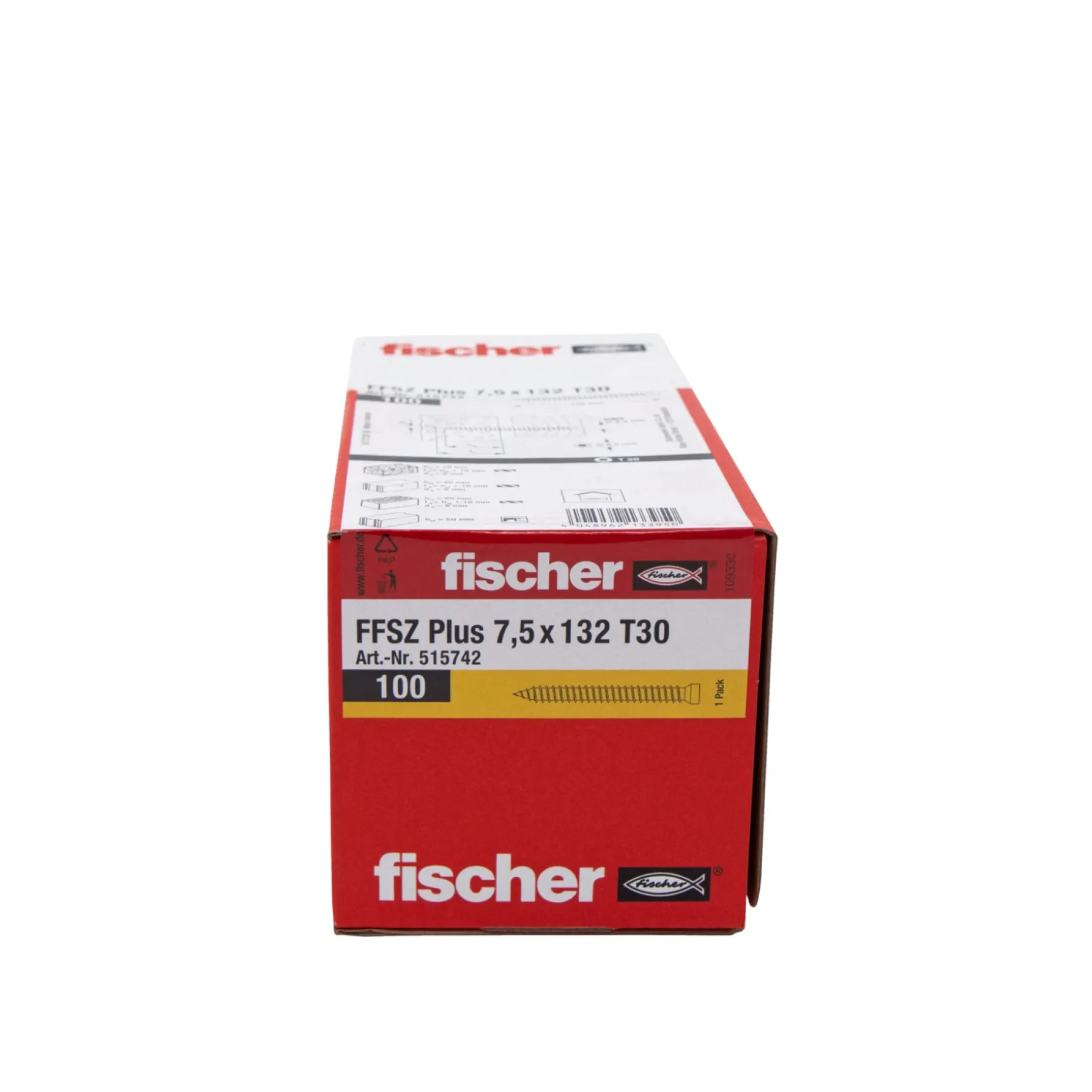 FISCHER FFSZ KARMSKRUE 7,5X132 MM 100 STK.