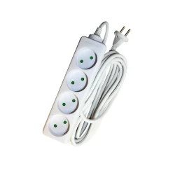 GRIPO STIKDÅSE 4 UDTAG U/JORD HVID 5 M KABEL