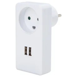 GRIPO STIKDÅSE HVID M/ 2 USB UDTAG