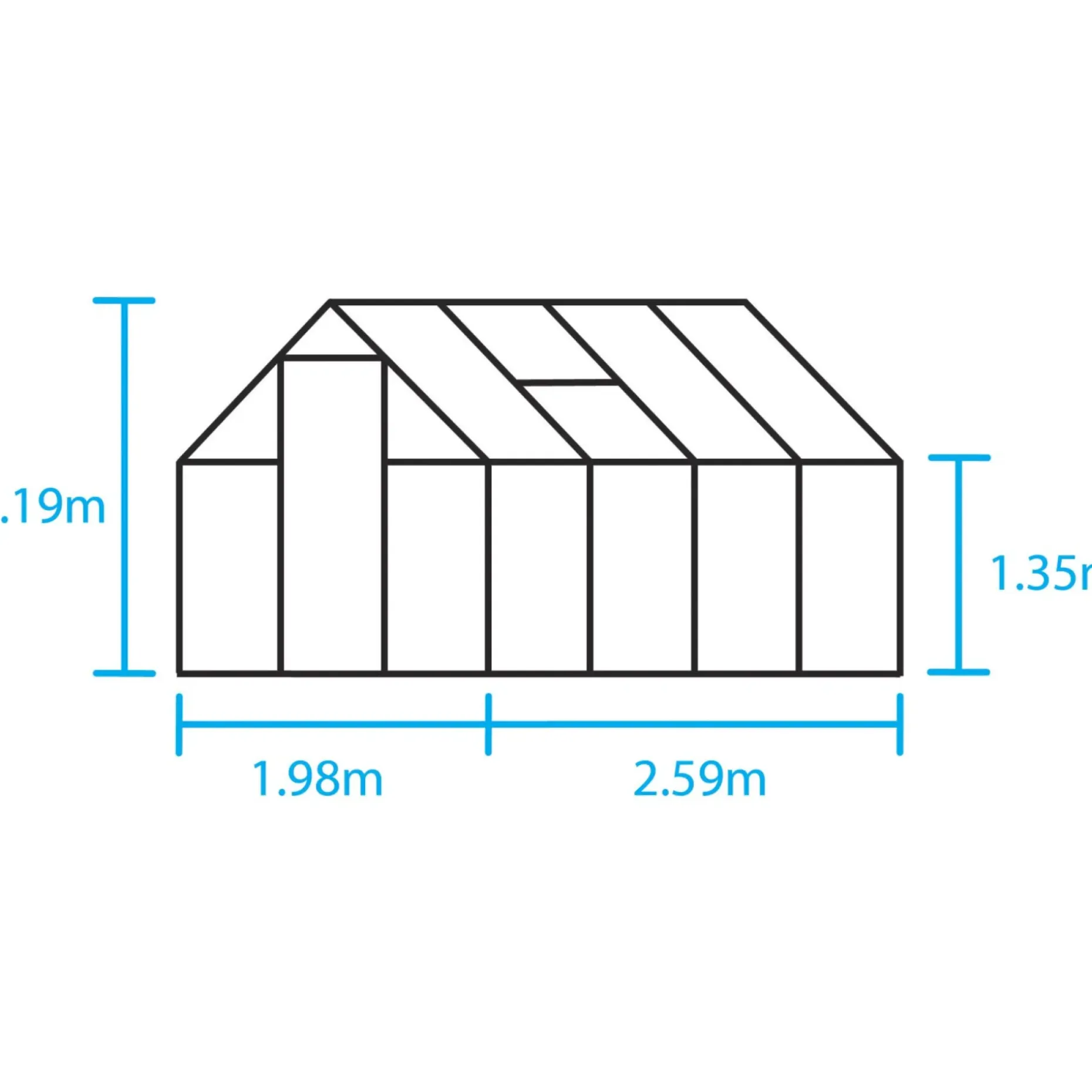 HALLS QUBE 68 DRIVHUS 3 MM HÆRDET GLAS HELE BANER SORT 5 M²