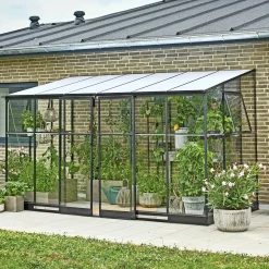 HALLS QUBE LEAN-TO 612 VÆGDRIVHUS 3 MM HÆRDET GLAS SORT 7,1 M2