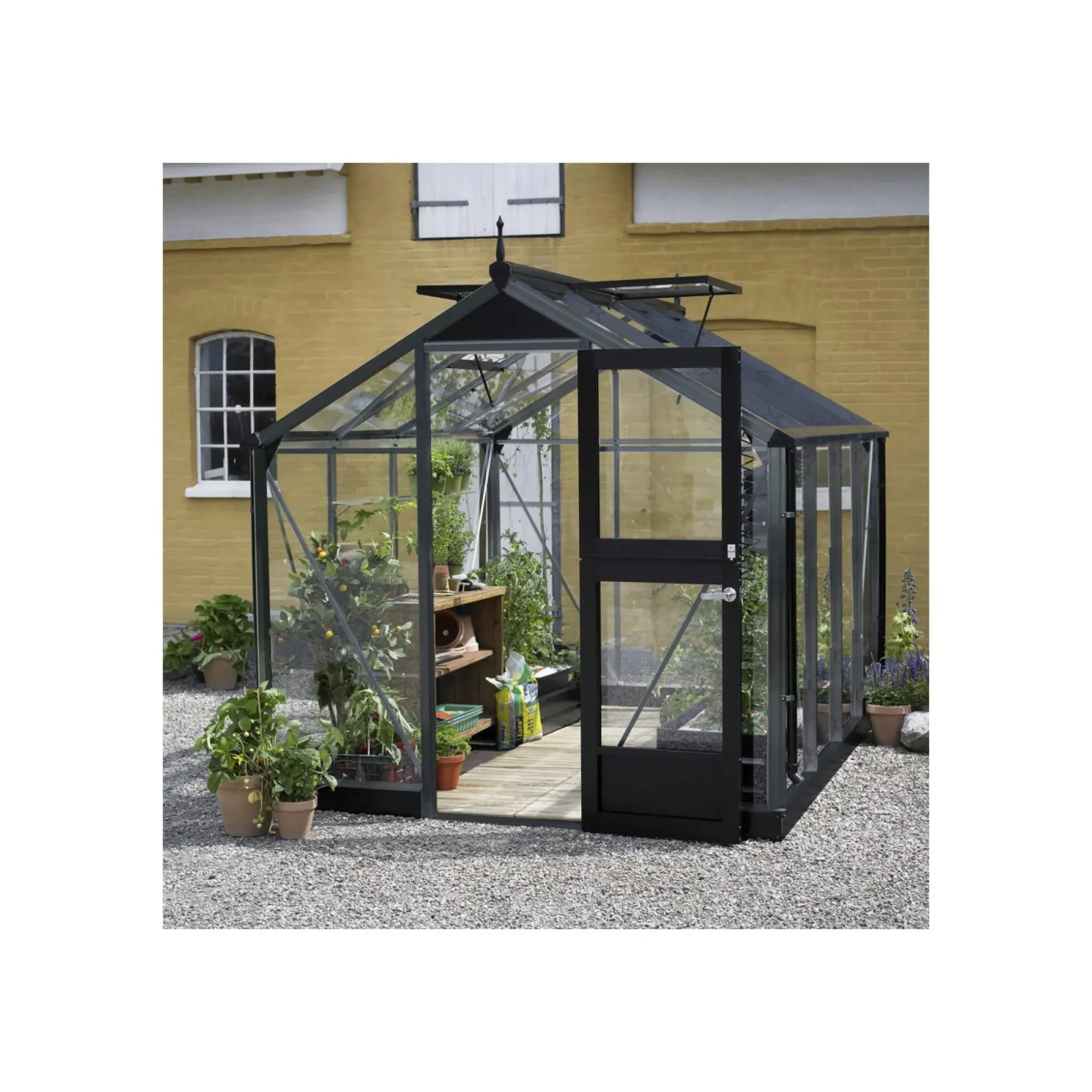 JULIANA COMPACT EKSKL. SOKKEL DRIVHUS 3 MM HÆRDET GLAS HELE BANER ANTR. 8,2 M2