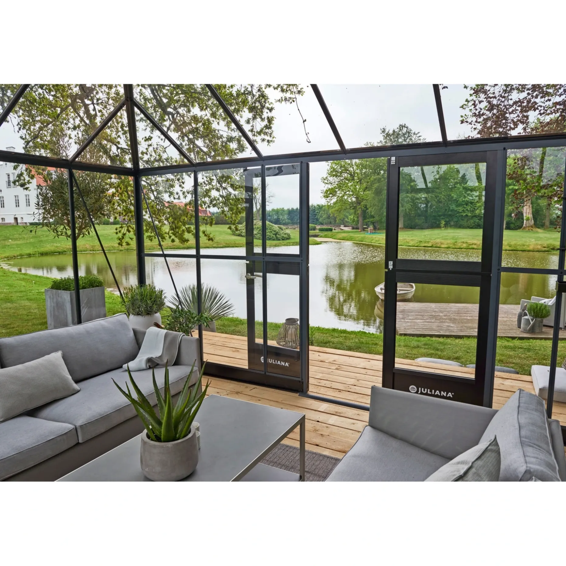 JULIANA GRAND OASE ORANGERI 3 MM HÆRDET GLAS HELE BANER ANTRACIT 18,8 M2