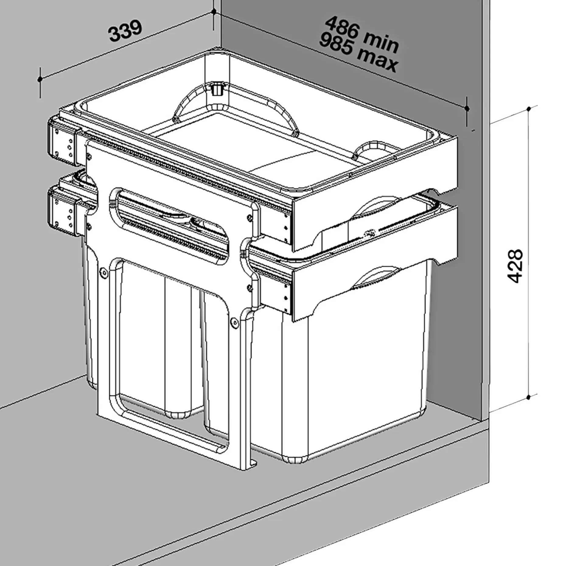 JUVEL TANK40 AFFALDSSTATIV GRÅ/BLÅ/GRØN 16+16 L