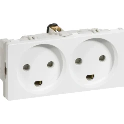 LK FUGA STIKKONTAKT HVID DOBBELT MODUL M/JORD