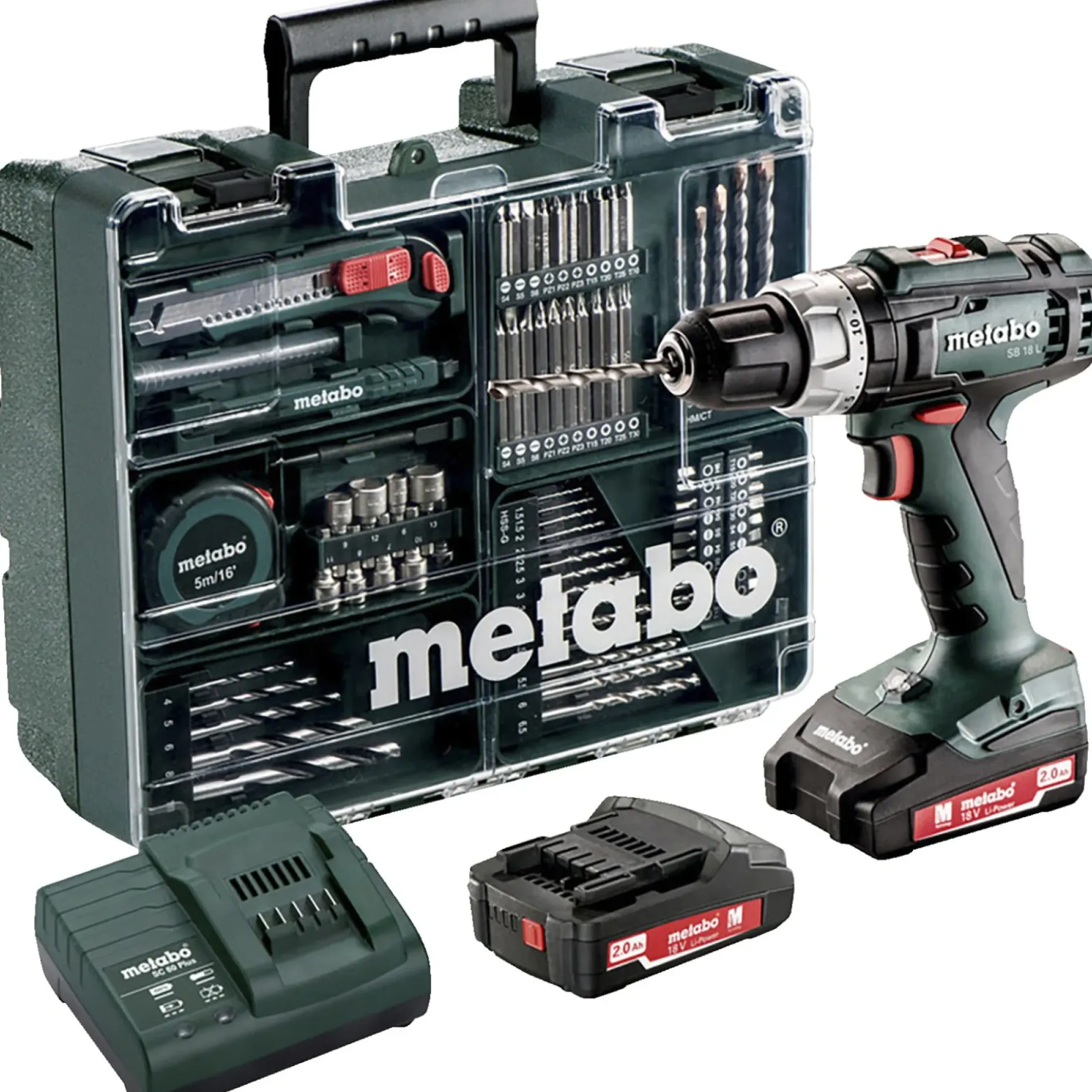 METABO SB 18 L 2X2,0 13MM BORE-/SKRUEMASKINE MED SLAG AKKU MED BATTERI
