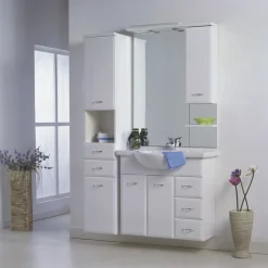 MILOBAD LIMONE HØJSKAB LÅGE, SKUFFER OG HYLDE HVID HØJGLANS 33 X 177 CM