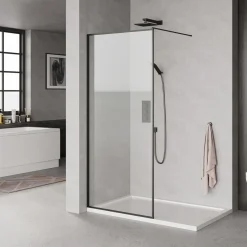 MILOBAD SORT PROFIL BRUSEVÆG KLART GLAS 90 CM