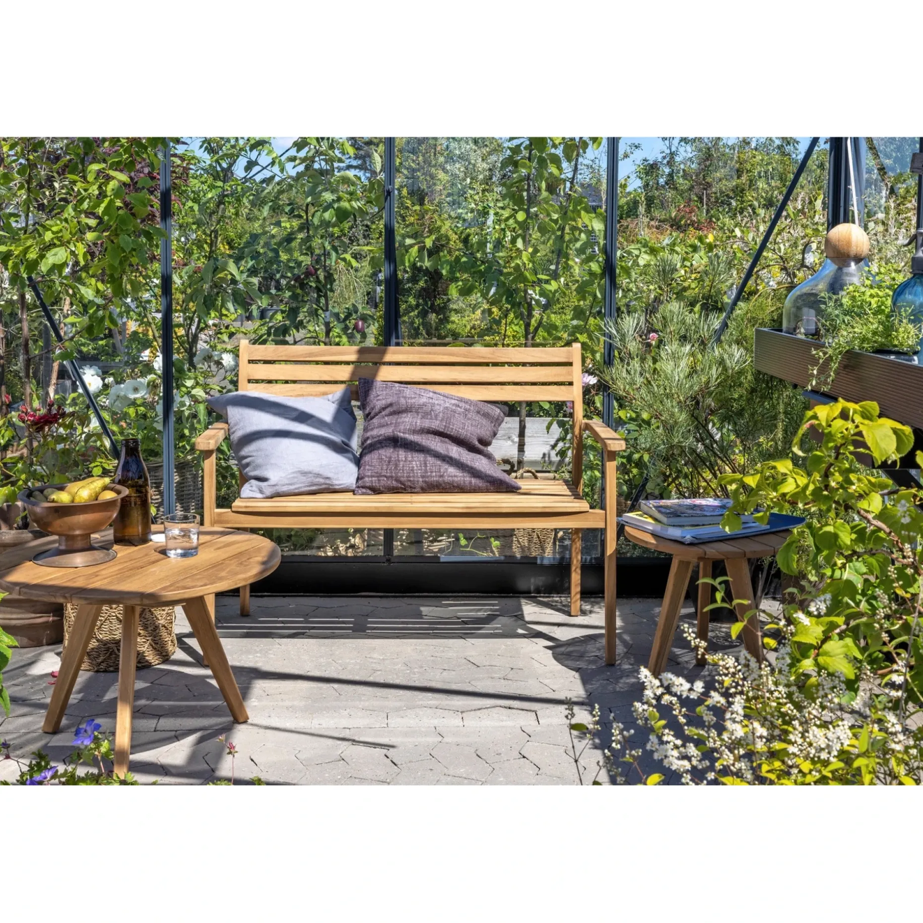 OUTRIUM GILI MED RYGLÆN HAVEBÆNK TEAK 120 CM