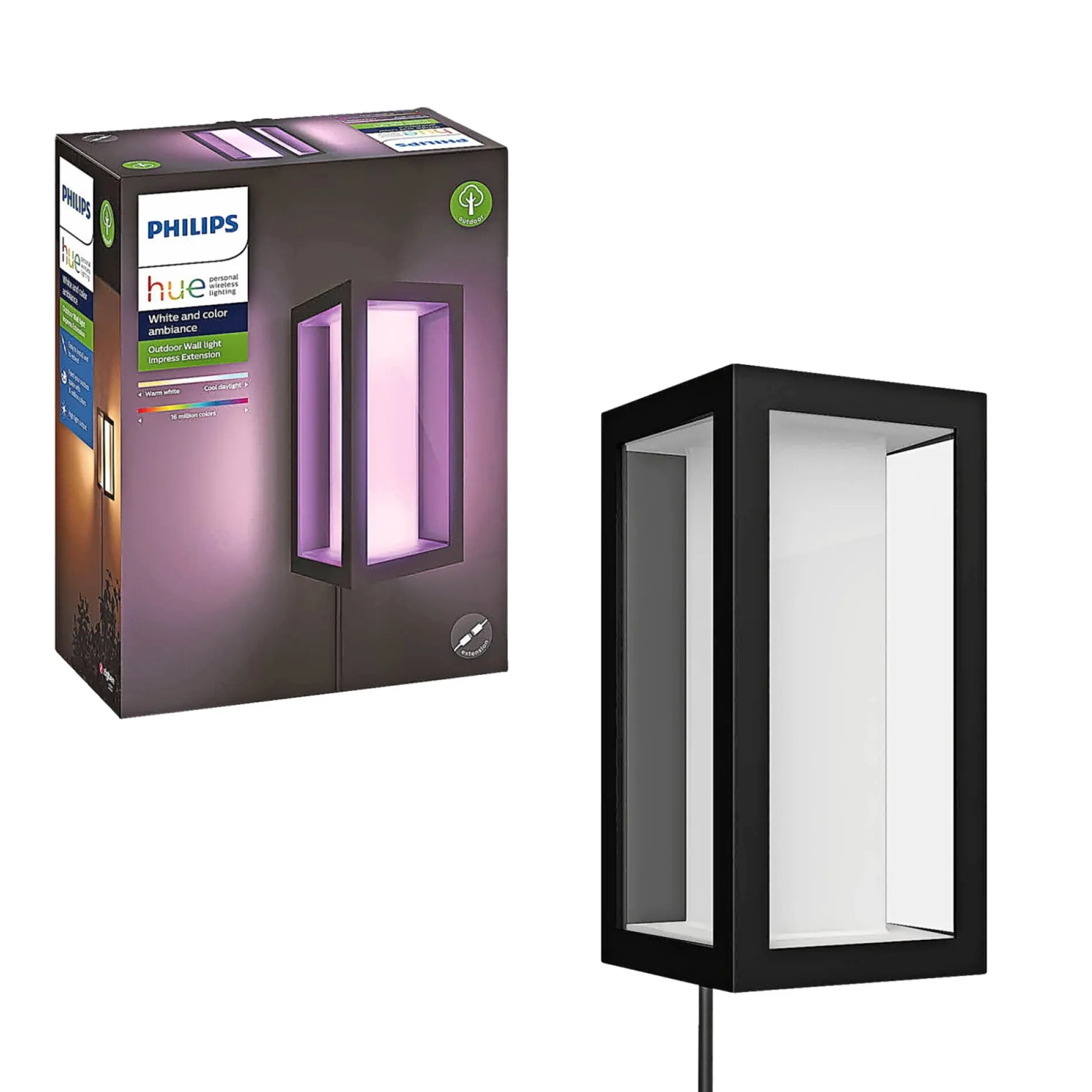 PHILIPS HUE WCA IMPRESS COLOR UDENDØRS VÆGLAMPE 16W SORT