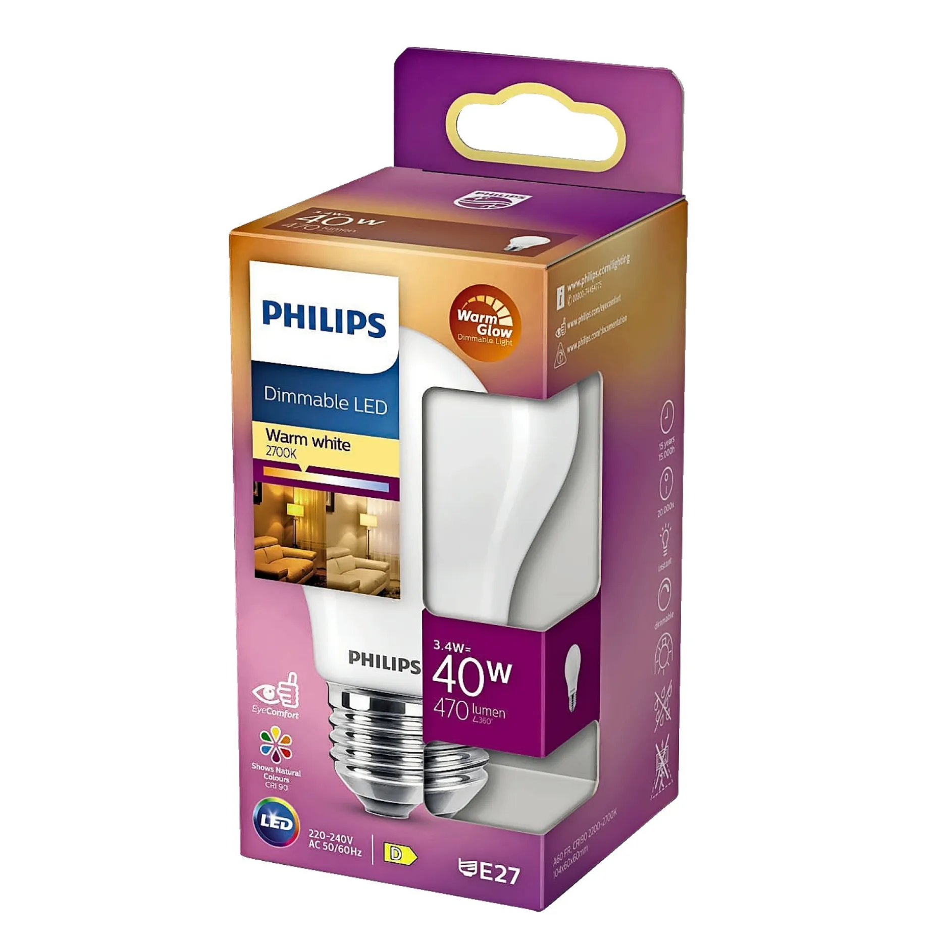 PHILIPS LED PÆRE STANDARD E27 3W