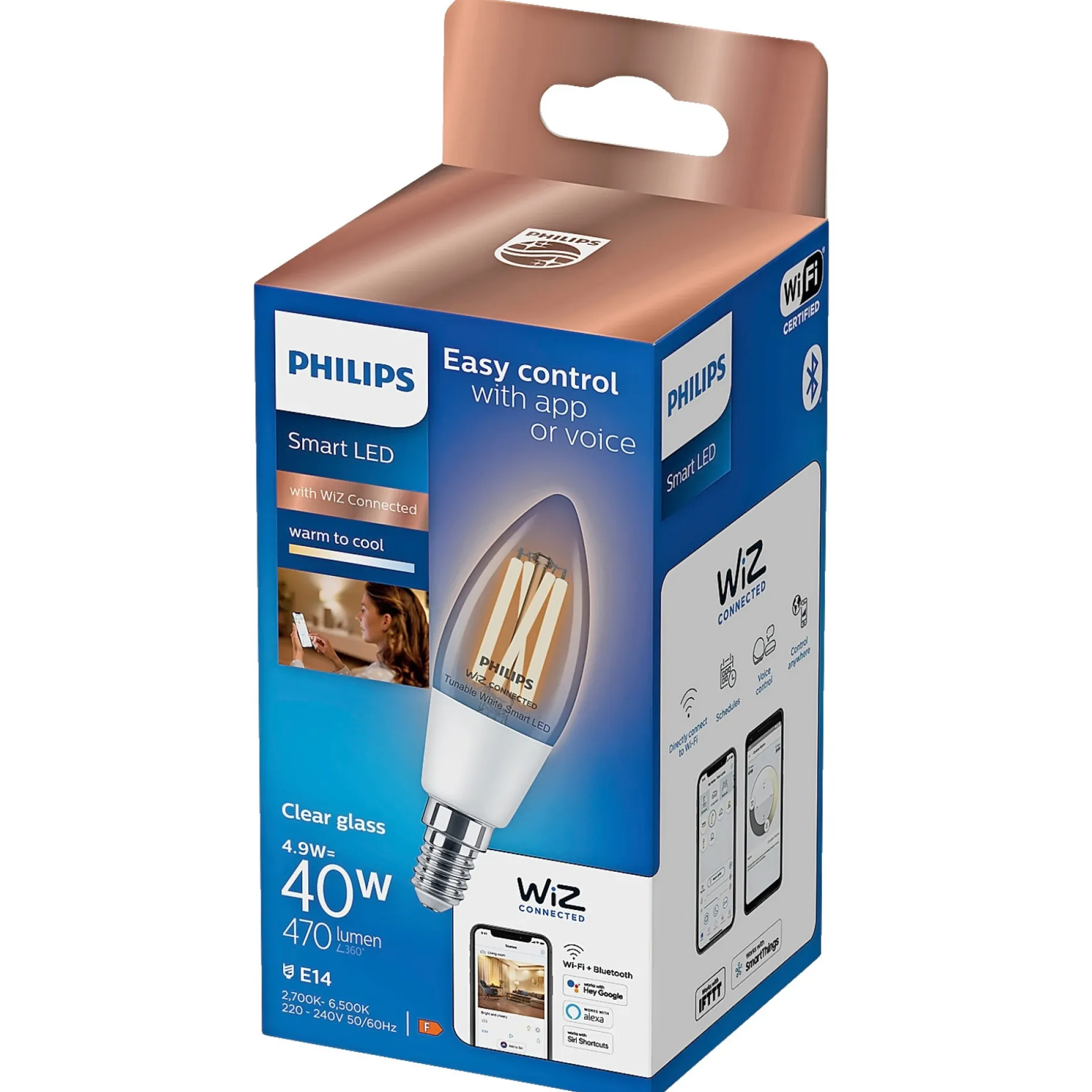 PHILIPS SMART TUNABLE WHITE LED PÆRE E14 KERTE 5W