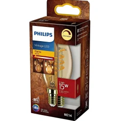 PHILIPS VINTAGE DÆMPBAR GULD DEKOPÆRE KERTE E14 15W