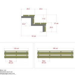 PLUS 2 TRIN TERRASSETRAPPE 1800 X 370 MM