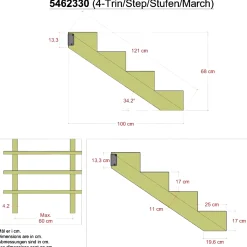 PLUS 4 TRIN TRAPPEVANGE 42 X 680 MM