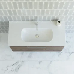 SCANBAD DELTA BADMØBEL BRUN EG MED METALSKUFFER 101 CM