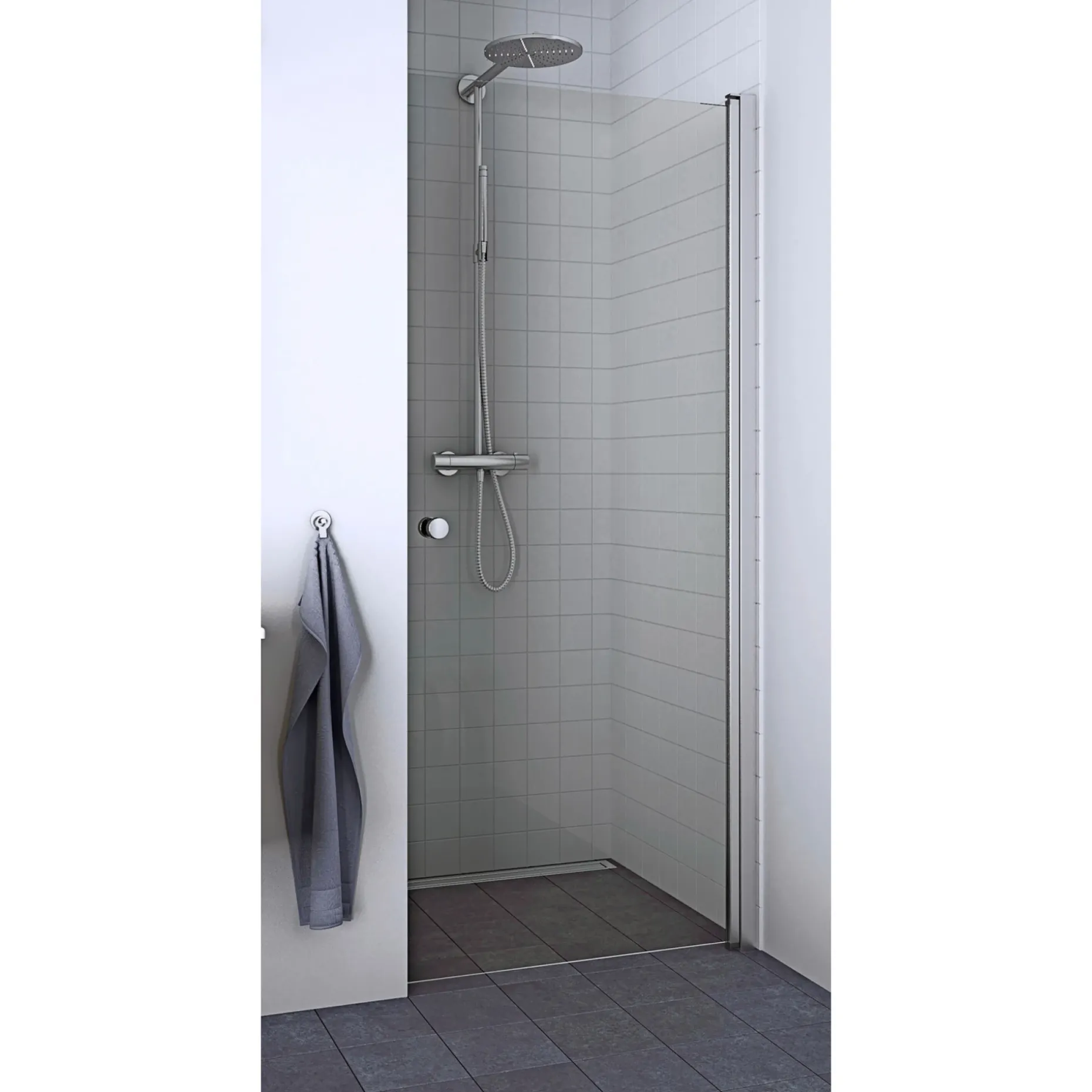 SCANBAD FLEXI MAT ALU PROFIL, 1 STK. BRUSEDØR KLAR GLAS 89 CM