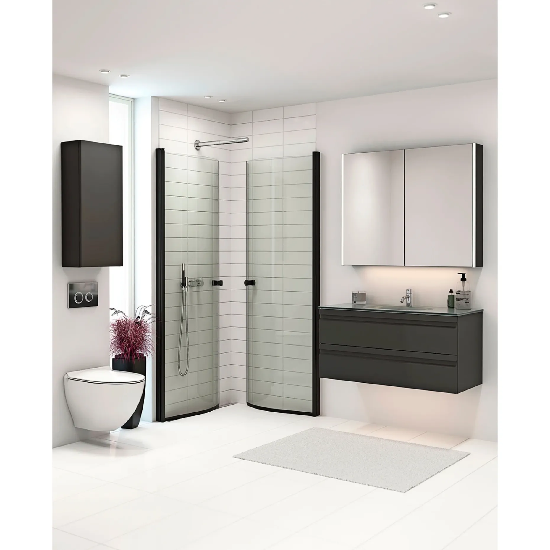 SCANBAD FLEXI SORT PROFIL, 1 STK. BRUSEDØR 74 CM KLART GLAS