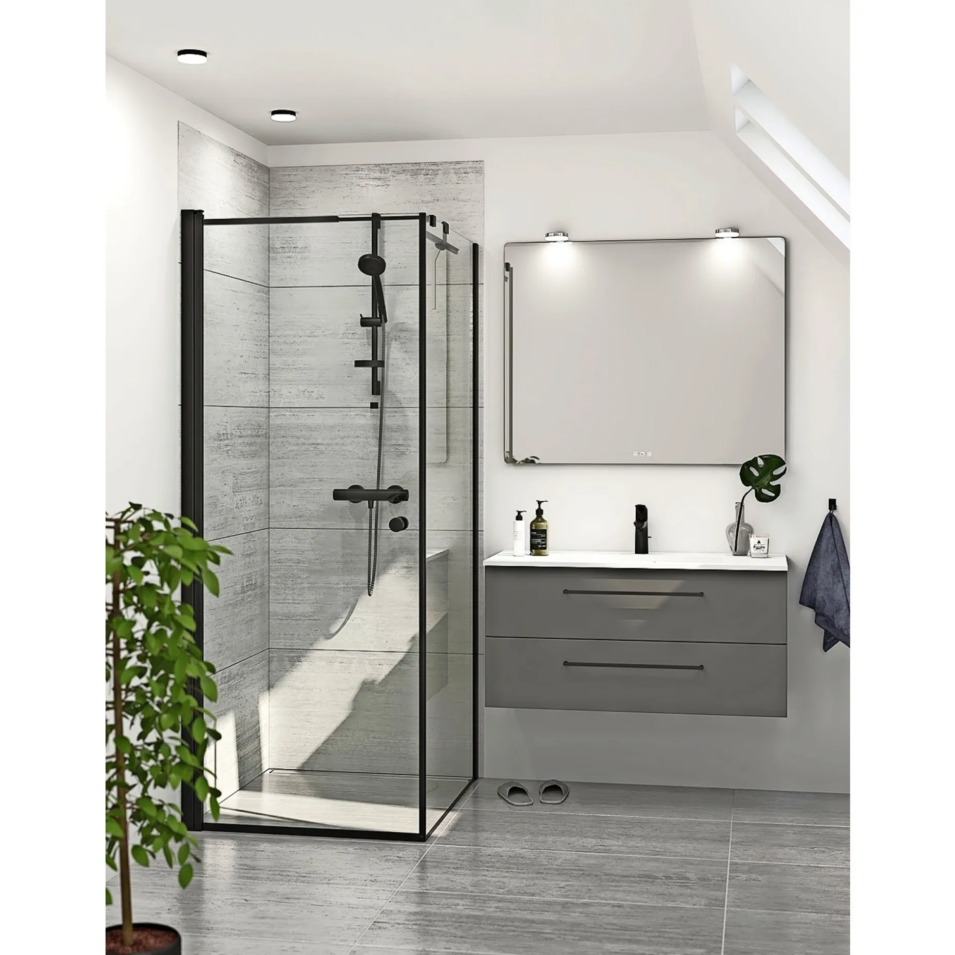 SCANBAD FLEXI SORT PROFIL, 1 STK. BRUSEDØR KLAR GLAS 69 CM