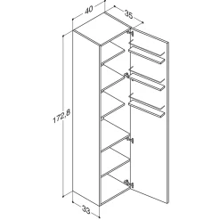 SCANBAD MULTO HØJSKAB HØJREHÆNGSLET HVID HØJGLANS 40 X 175 CM