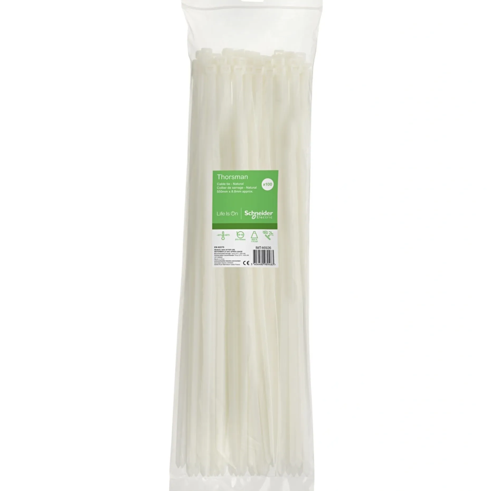 SCHNEIDER ELECTRIC THORSMAN NATUR KABELBINDER 550X8.8MM 100 STK