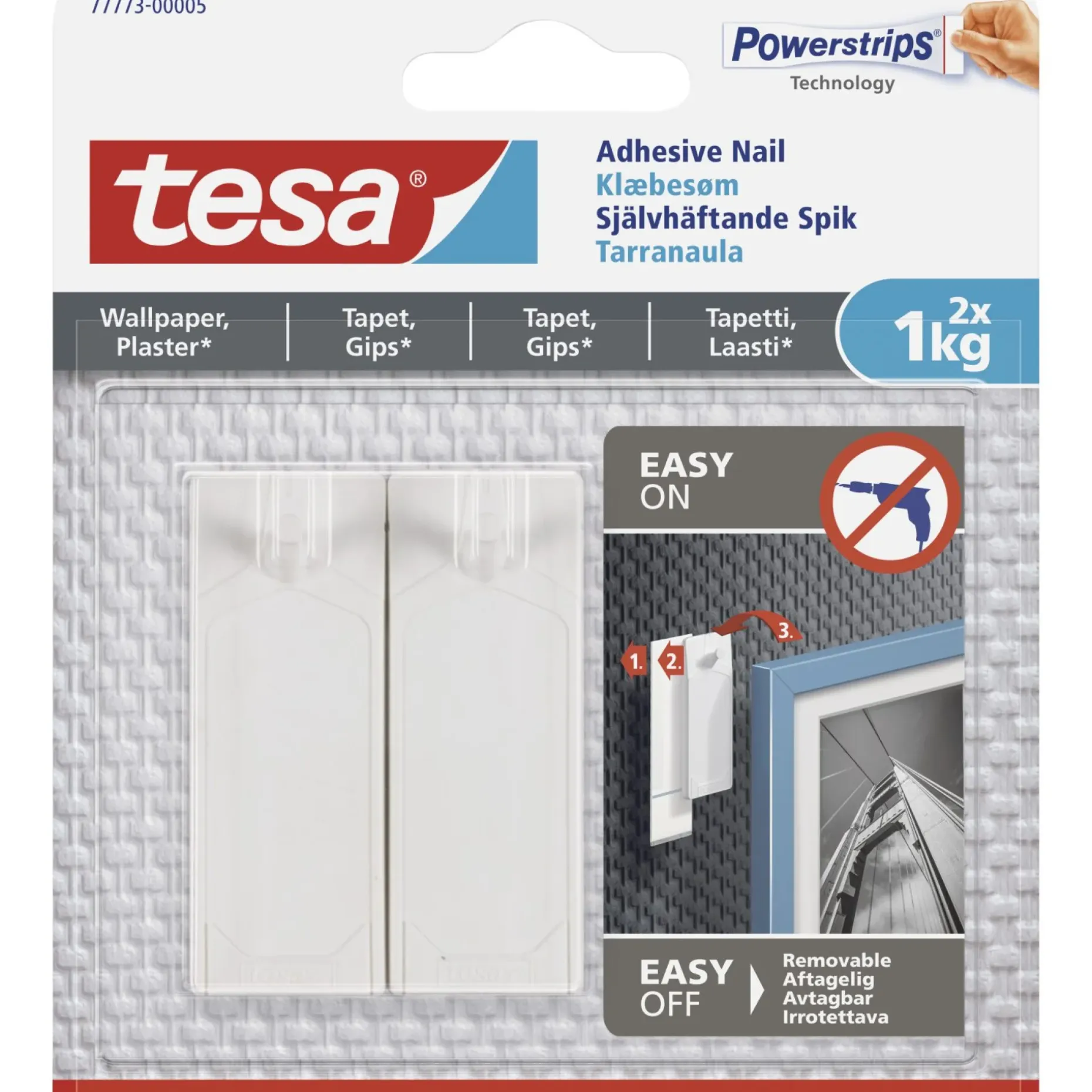 TESA TIL TAPET OG GIPS KLÆBESØM 1 KG 2 STK