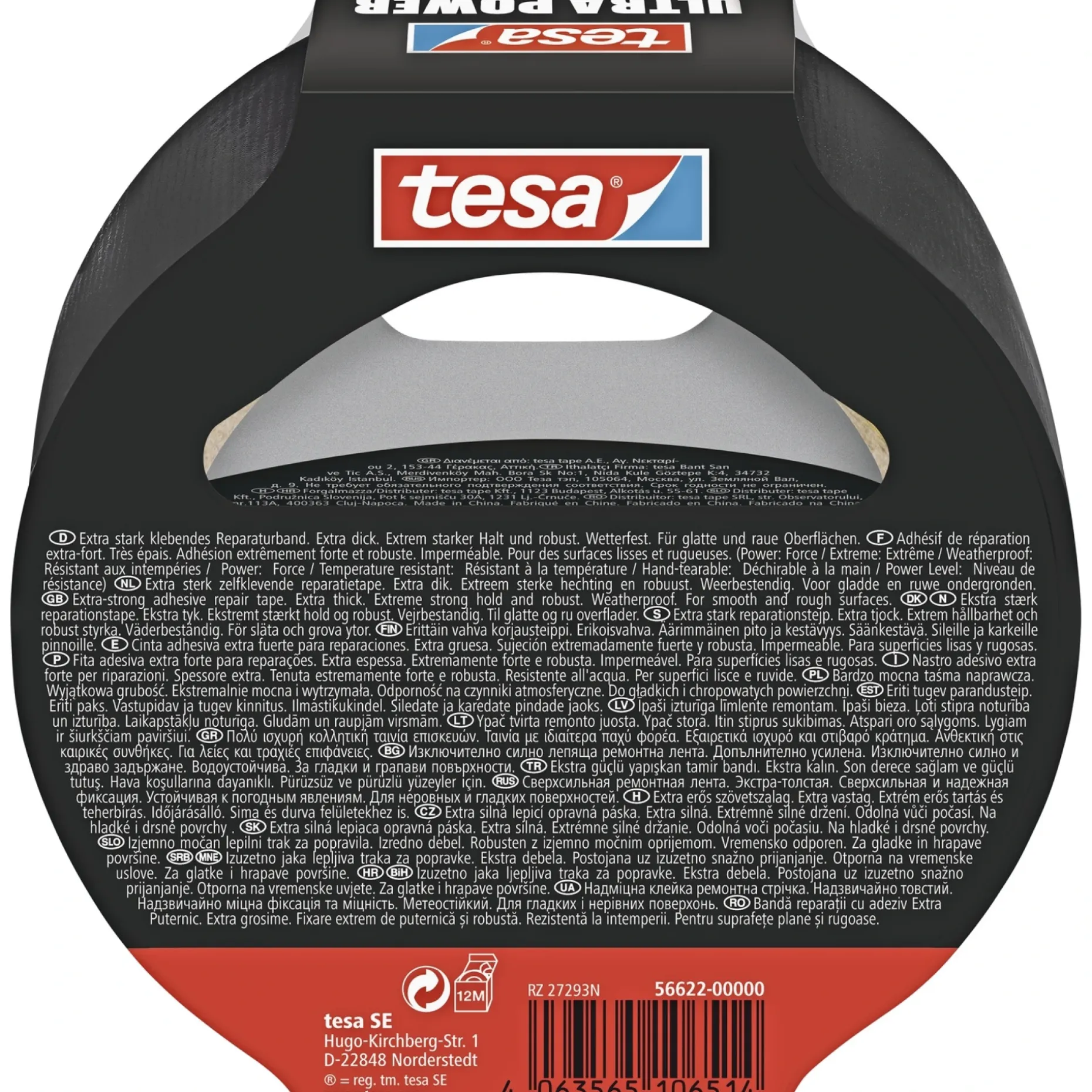 TESA ULTRA POWER EXTREME REPARATIONSTAPE 50 MM X 10 M SORT