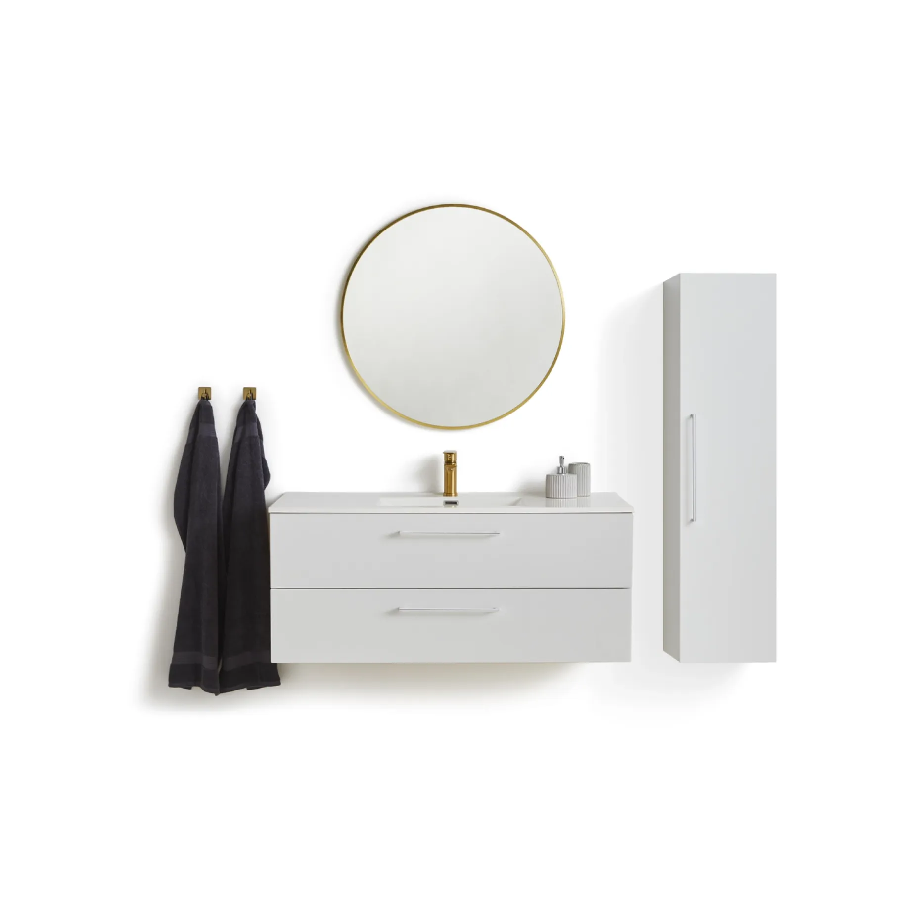 VASSO MILANO SOFTCLOSE BADMØBEL HVID 2 SKUFFER 120 CM
