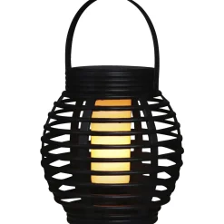 VELI LINE RATTAN FLAME SOLCELLE LANTERNE BRUN 16 CM