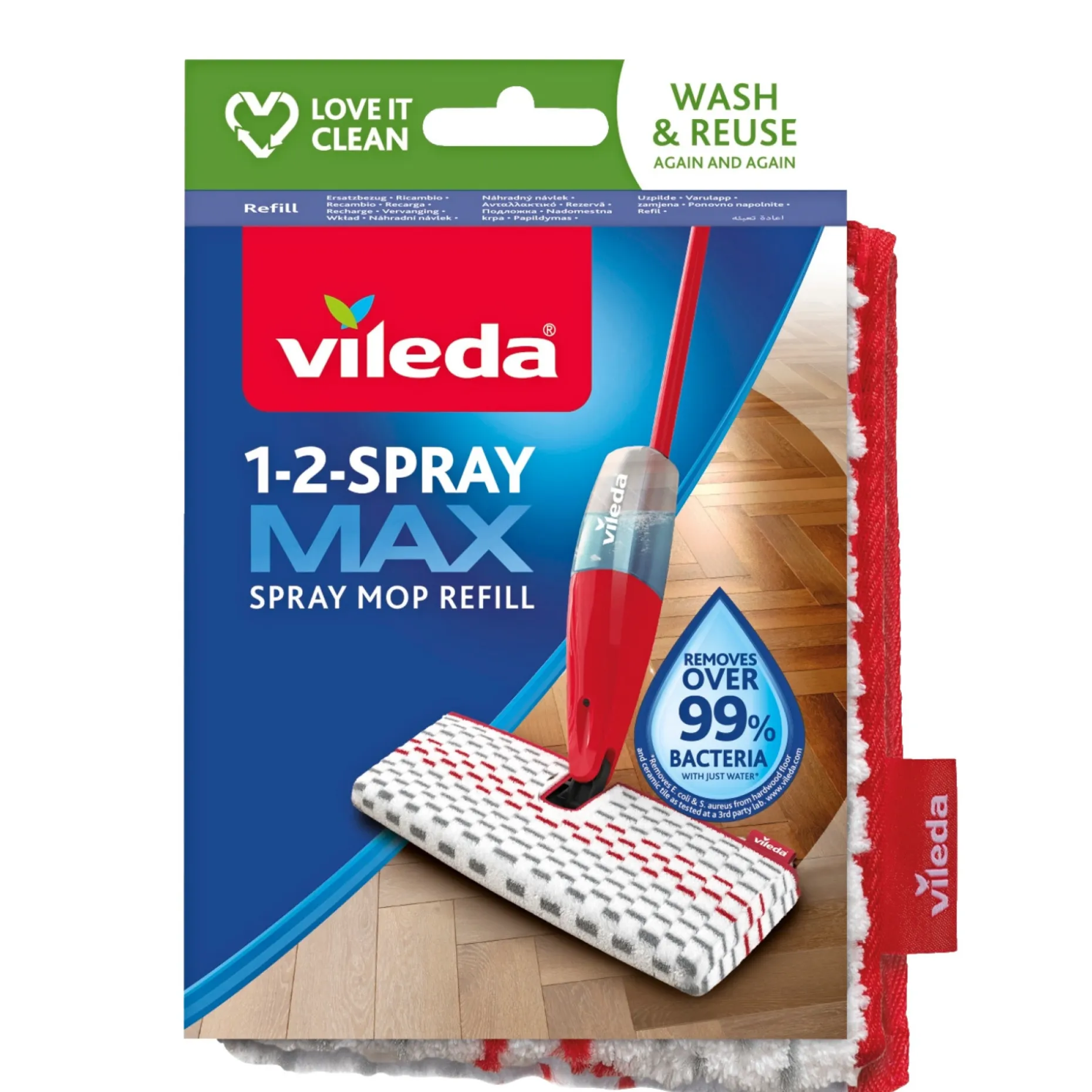 VILEDA 1-2 SPRAY MAX REFIL VÅDMOPPE H:24CMXD:2,5CMXB:15,6CM I PAKKEN
